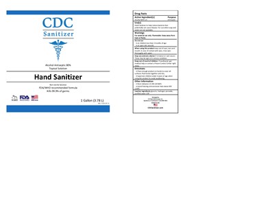 CDC Sanitizer Label_1 Gal_NDC.jpg 3.78 L Label - CDC Sanitizer Label 1 Gal NDC